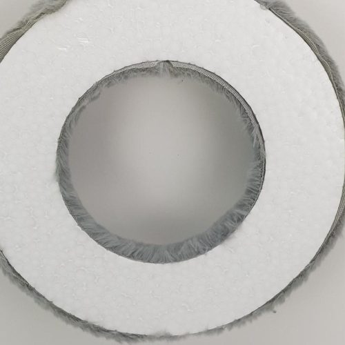 Szőrmés polisztirol félkoszorú 25cm szürke