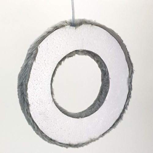Szőrmés polisztirol félkoszorú 25cm szürke
