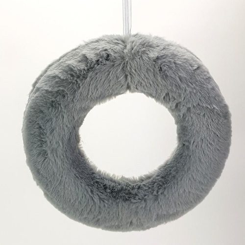 Szőrmés polisztirol félkoszorú 25cm szürke