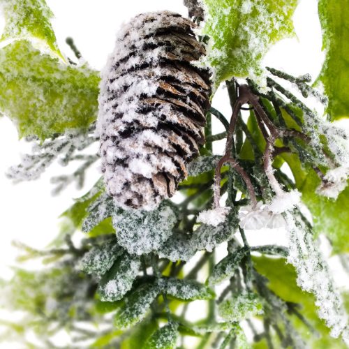 Borostyán lógó dísz tobozzal havas