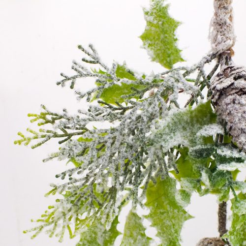 Borostyán lógó dísz tobozzal havas