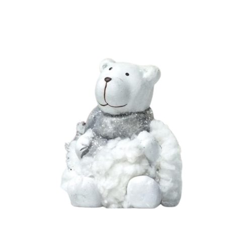 Kerámia jeges mackó fehér pihe-puha bundában