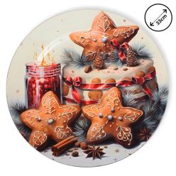 Műanyag kerek tálca Mézeskalács csillagok 33cm