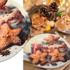 Műanyag kerek tálca Mézeskalács csillagok 33cm