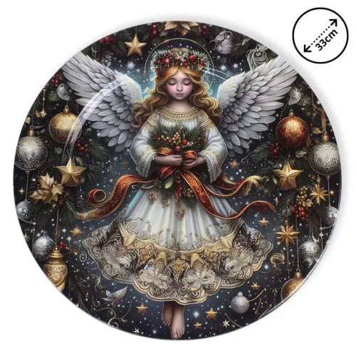 Műanyag kerek tálca angyalkás 33cm