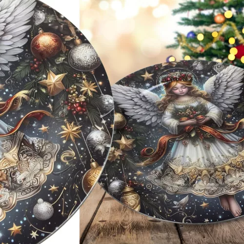 Műanyag kerek tálca angyalkás 33cm