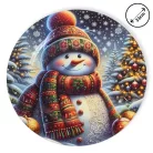 Műanyag kerek tálca Sálas hóember 33cm