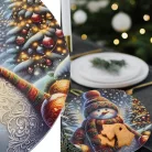 Műanyag kerek tálca Sálas hóember 33cm