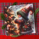 Műanyag négyszögletű tálca Karácsonyfát díszítő manó 30x30cm