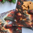 Műanyag négyszögletű tálca Karácsonyfát díszítő manó 30x30cm