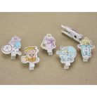 Fa csipesz babaváró figurás 6 csipesz/csomag