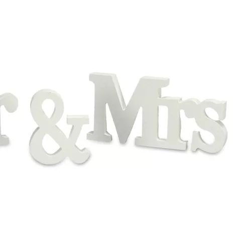 Mr&Mrs fa asztali felirat fehér