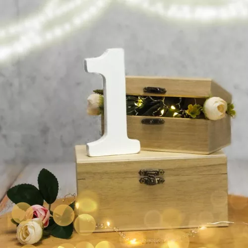 Fa asztalszámok fehér 1-es 1db/csomag