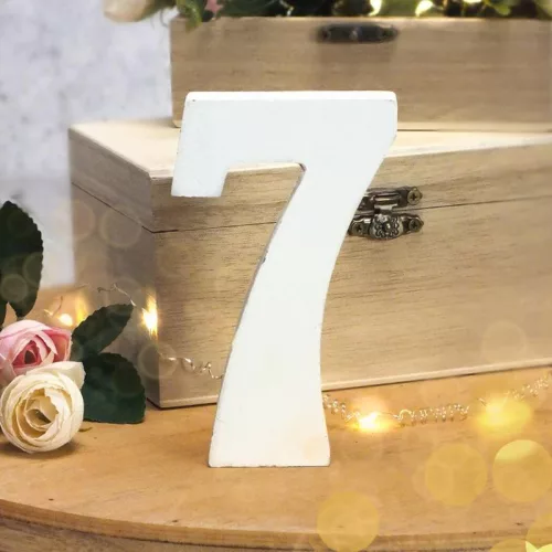 Fa asztalszámok fehér 7-es 1db/csomag