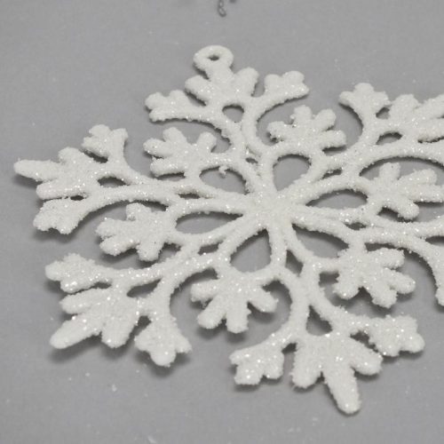 Csillámos hópihe dísz fehér 12db/csomag