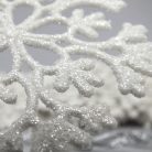 Csillámos hópihe dísz fehér 12db/csomag