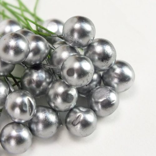 Drótos bogyó gyöngyház ezüst 24db/csomag