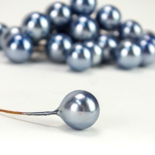 Drótos bogyó gyöngyház kék 24db/csomag