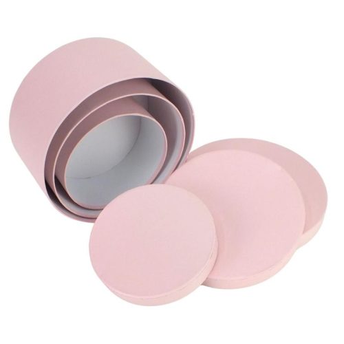Kerek papírdoboz pasztellrózsa 3db/szett