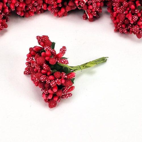 Bogyós mini csokor piros 12db/csomag OKOSÁR!