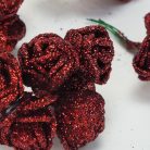 Rózsa csokor csillámos bordó 6 fejes 4cs/csomag