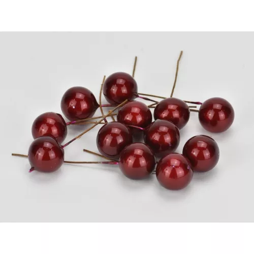 Piros gyöngyház bogyó nagy 12db/csomag