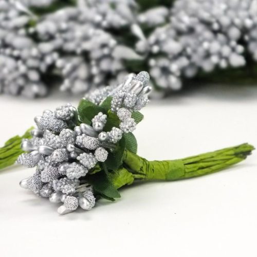 Ezüst bogyós mini csokor 12db/csomag - OKOSÁR!