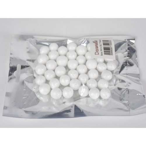 Polisztirol golyó KICSI csillámos - FEHÉR