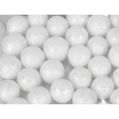 Polisztirol golyó KICSI csillámos - FEHÉR