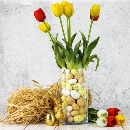 Festett polisztirol tojás természetes színek 2cm x 3cm 24db/csomag