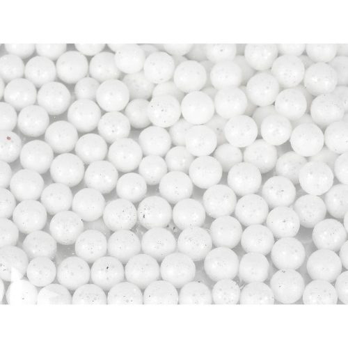 Polisztirol golyó MINI csillámos - FEHÉR