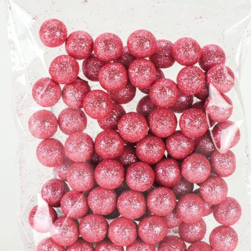 Polisztirol golyó kicsi csillámos - RÓZSASZÍN