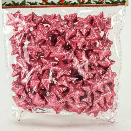 Polisztirol csillag kicsi csillámoss - RÓZSASZÍN