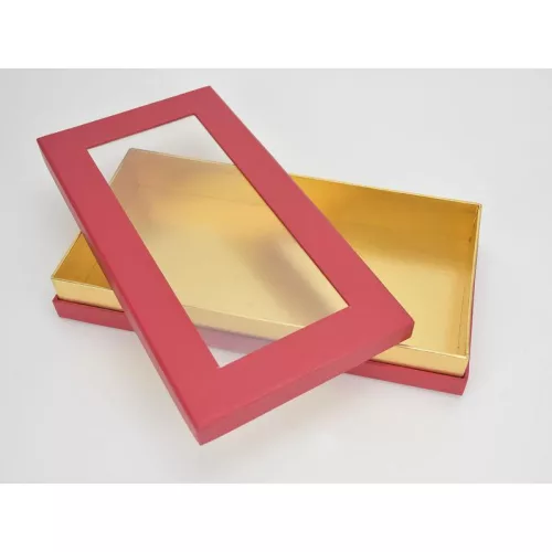 Lapos tégla papírdoboz arany belsővel piros