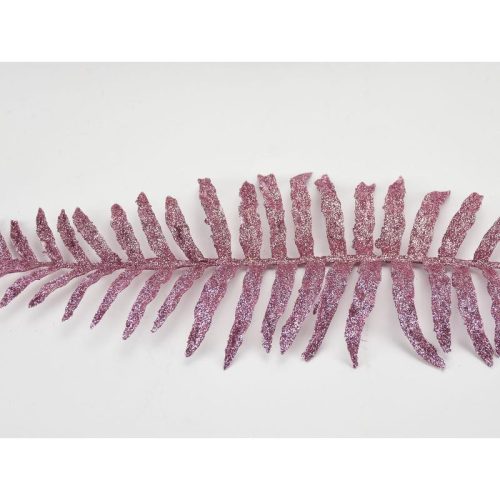 Páfrány levél csillámos rózsaszín 12db/csomag