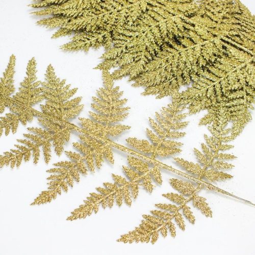 Páfránylevél csillámos arany 10db/csomag