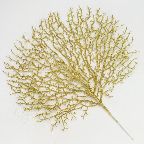 Korall levél csillámos arany 10db/csomag