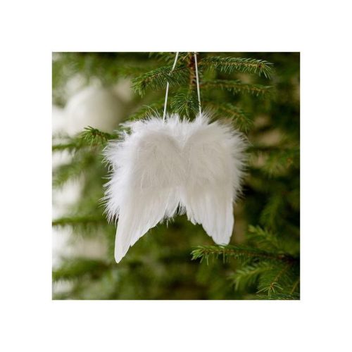 Angyalszárny akasztós tollas 9,5 cm fehér 10db - OKOSÁR!