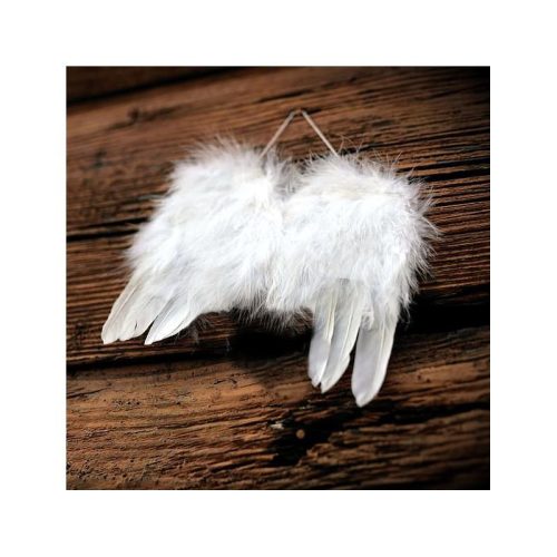 Angyalszárny akasztós tollas 9,5 cm fehér 10db - OKOSÁR!
