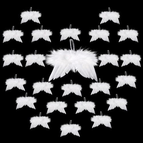 Angyalszárny akasztós tollas 9,5 cm fehér 10db - OKOSÁR!