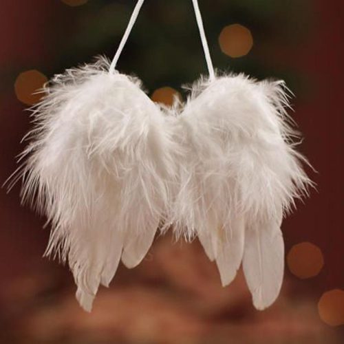 Angyalszárny akasztós tollas 9,5 cm fehér