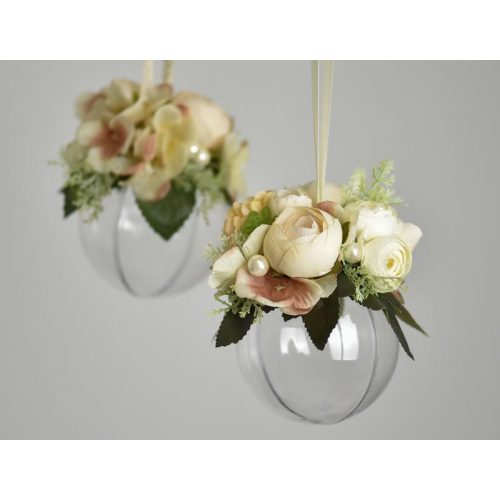 Ajándéktartó szétválasztható gömb műanyag 8cm 5db/csomag