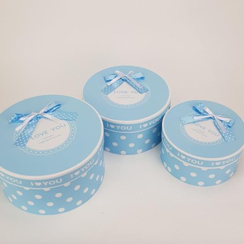 Pöttyös papírdoboz babakék 3db/szett