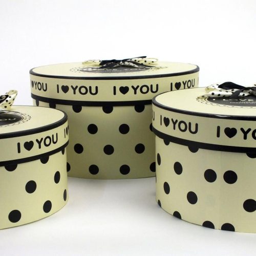 Pöttyös papírdoboz krém 3db/szett