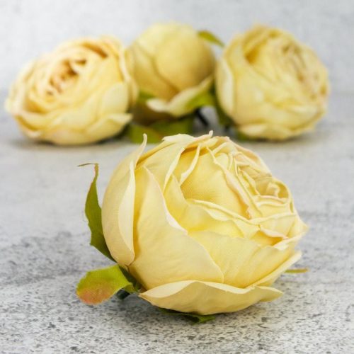 Százlevelű rózsa fej - krém sárga 4db/csomag