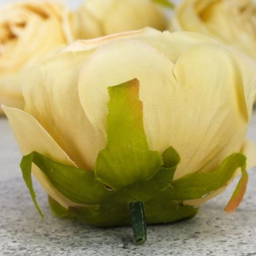 Százlevelű rózsa fej - krém sárga 4db/csomag