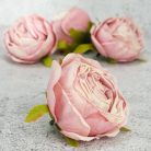 Százlevelű rózsa fej - pasztell cirmos rózsaszín 4db/csomag