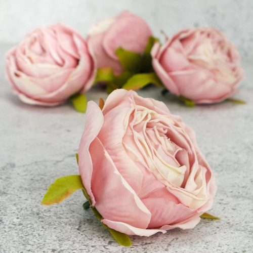 Százlevelű rózsa fej - pasztell cirmos rózsaszín 4db/csomag