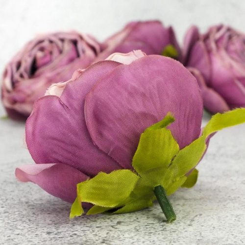 Százlevelű rózsa fej - vintage mályva 4db/csomag