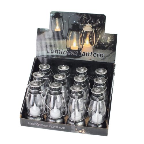 Lámpás mécses ezüst világítós 12db/dob